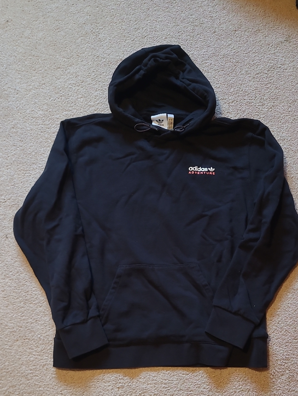 adidas Adventure Black Crewneck Hoodie with Small Logo